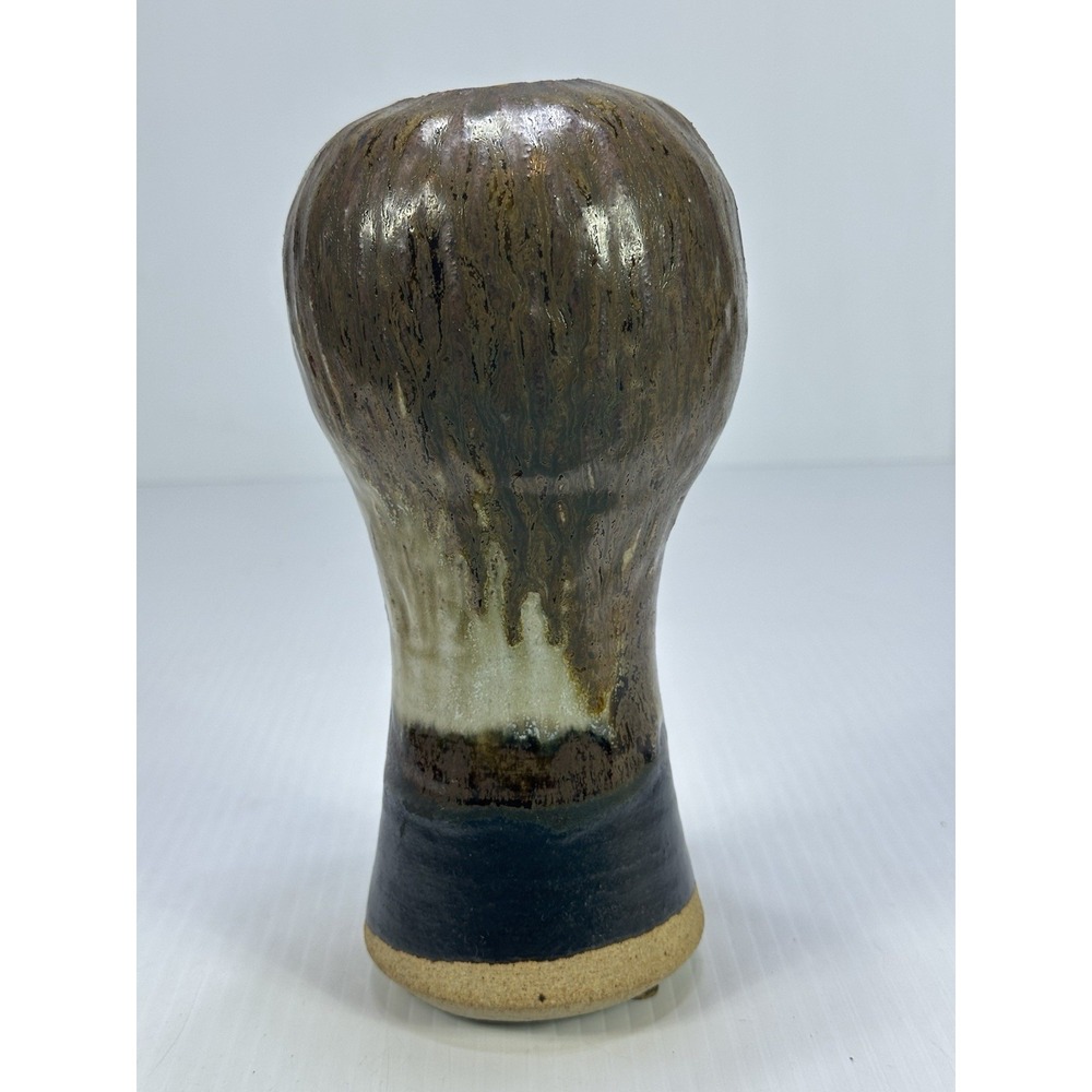 Vintage Studio Art Pottery Ceramic Vase Signed Dick Asymmetrical Handmade